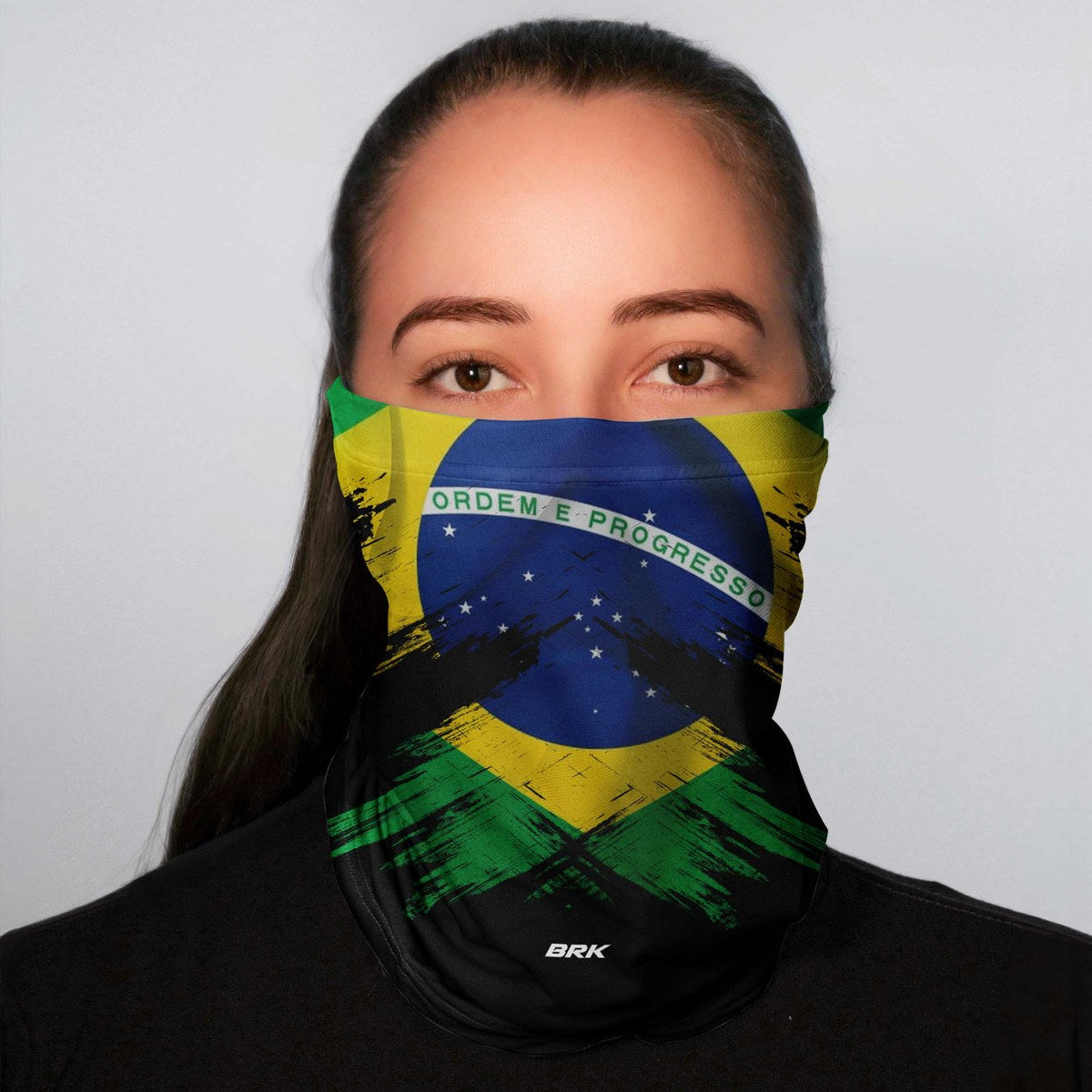 Bandana Balaclava Tubeneck Brk Multifuncional Bandeira do Brasil 2 com Proteção UV50+