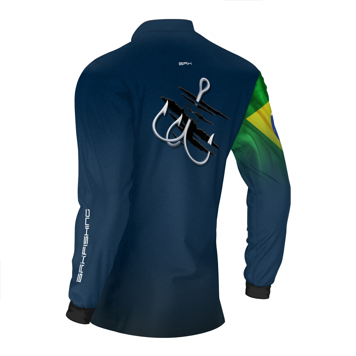 Camisa de Pesca Brk Azul Bandeira do Brasil Garateia com Proteção UV50+