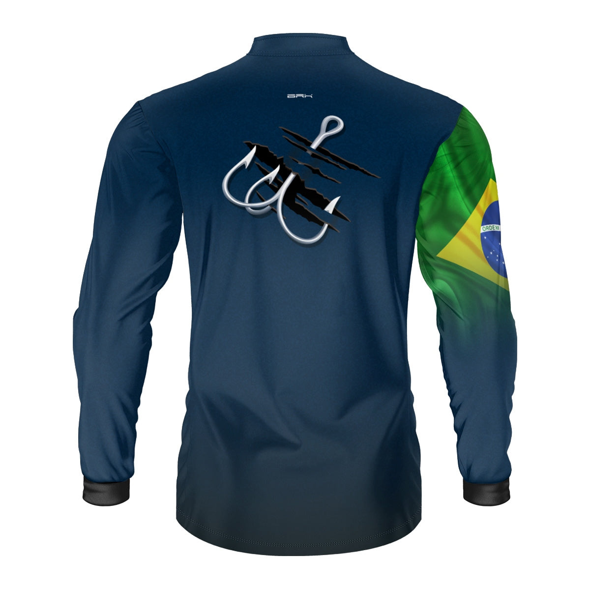 Camisa de Pesca Brk Azul Bandeira do Brasil Garateia com Proteção UV50+