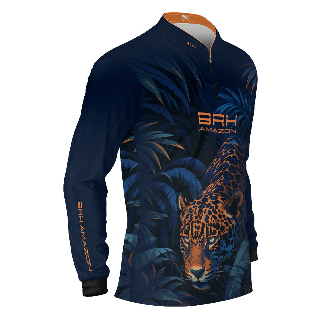 Camisa de Pesca Brk Amazon Onça Azul com Proteção UV50