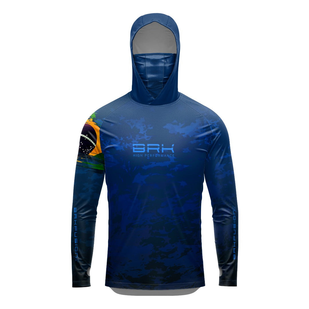 Camisa FusionX Brk Fishing Brasil Militar Azul com Proteção UV50+
