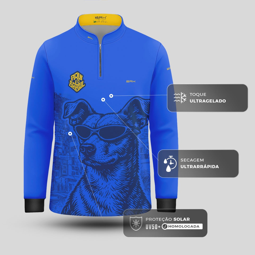 Camisa Brk Infantil Aqui é o Brasil Caramelo de Óculos Azul com Proteção UV50