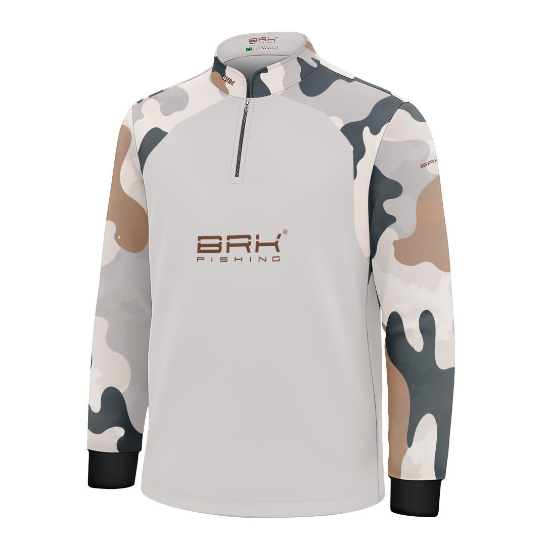Camisa Fishing Infantil Brk Cow Print Creme com Proteção Solar UV50+