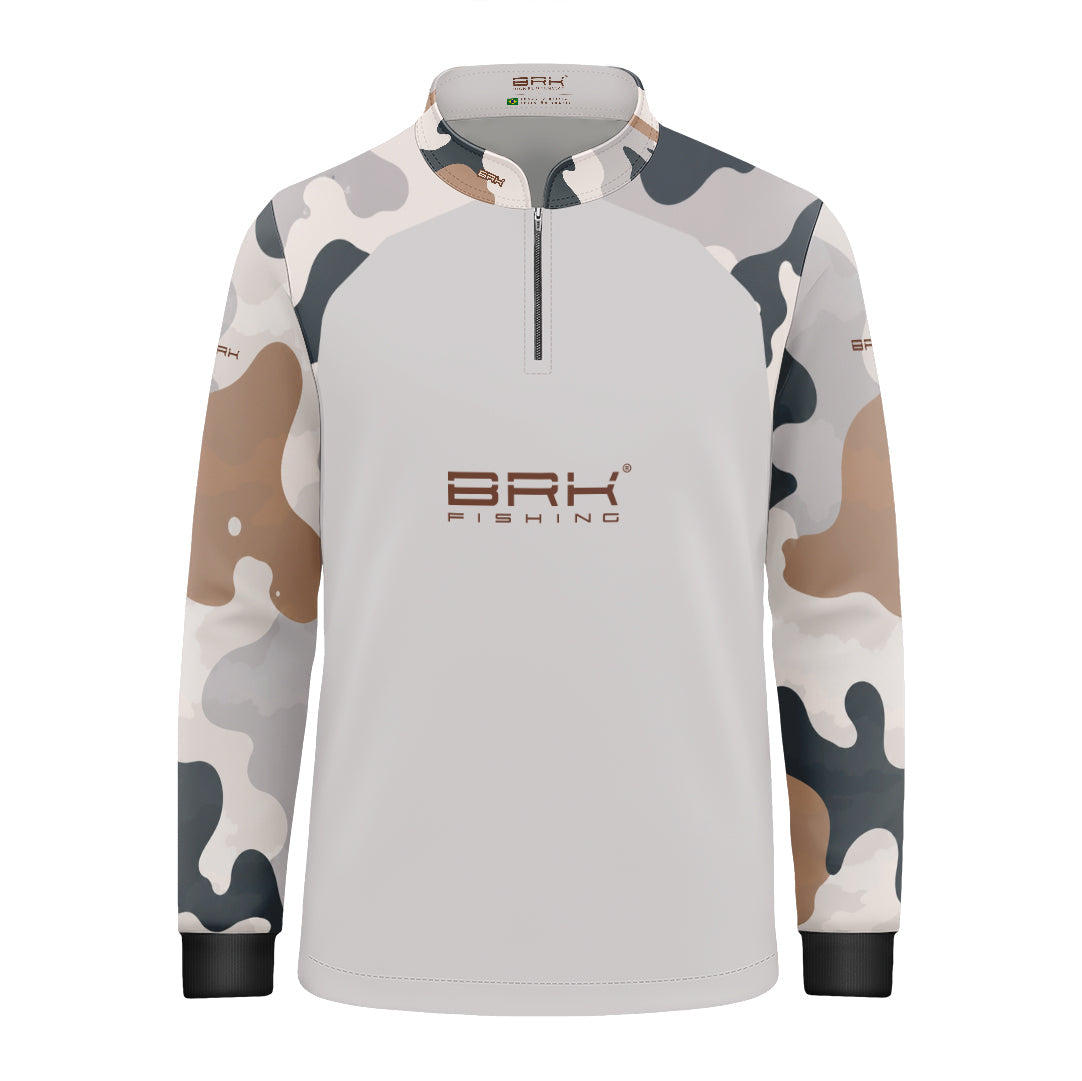 Camisa Fishing Infantil Brk Cow Print Creme com Proteção Solar UV50+