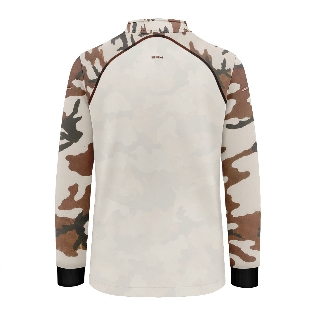 Camisa Fishing Infantil Brk Cow Print Camuflado Creme com Proteção Solar UV50+