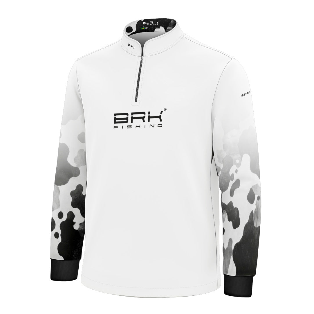 Camisa Fishing Infantil Brk  Cow Print Preto e Branco com Proteção Solar UV50+