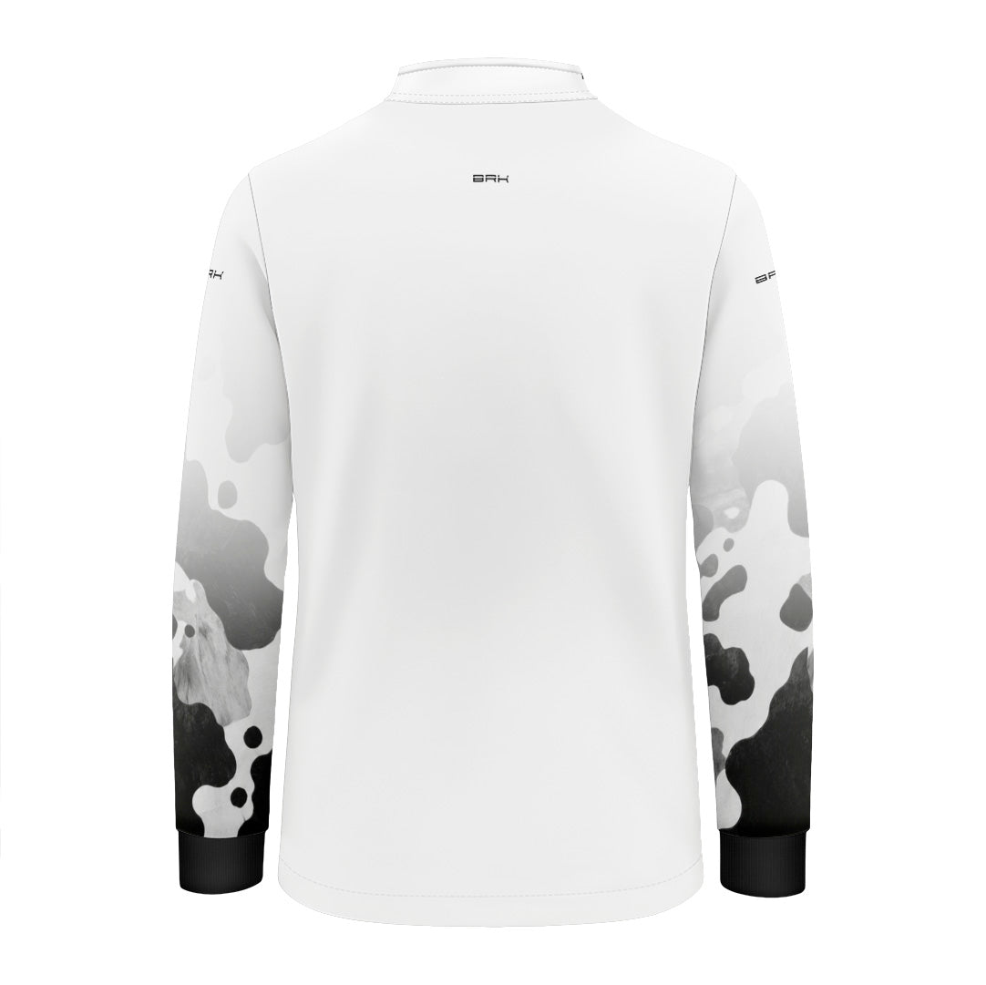 Camisa Fishing Infantil Brk  Cow Print Preto e Branco com Proteção Solar UV50+