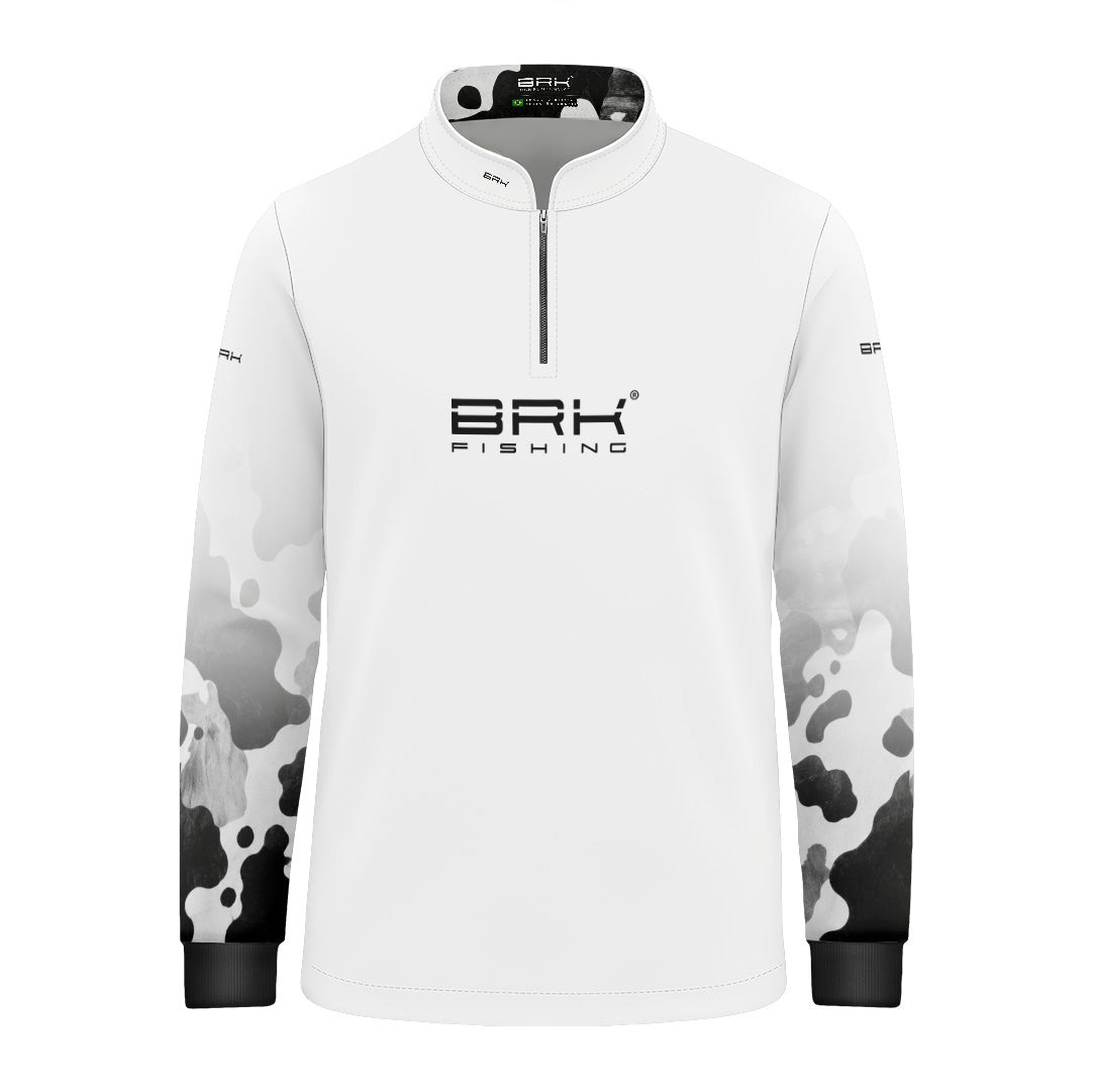 Camisa Fishing Infantil Brk  Cow Print Preto e Branco com Proteção Solar UV50+