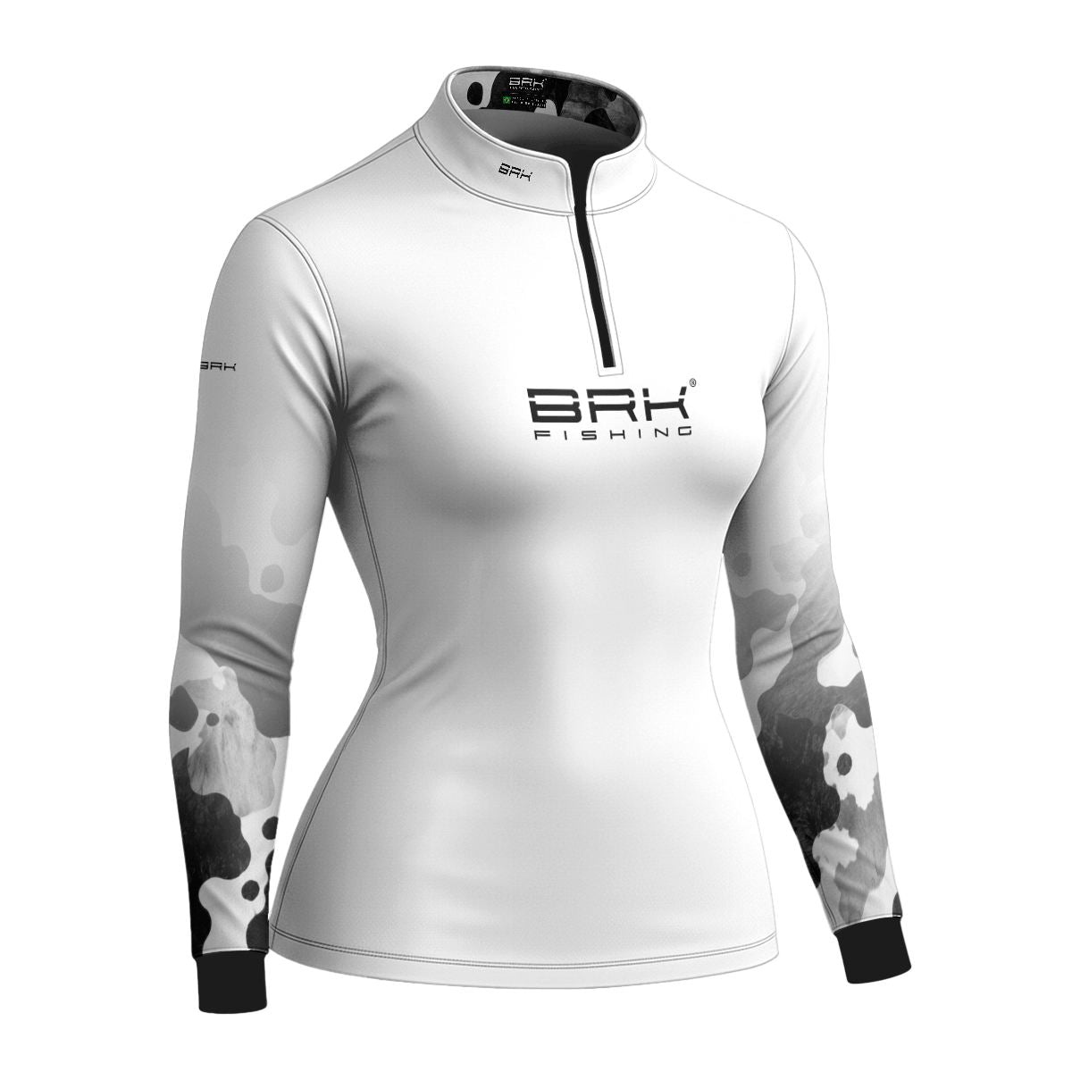 Camisa Fishing Feminina Brk Cow Print Preto e Branco com Proteção Solar UV50+