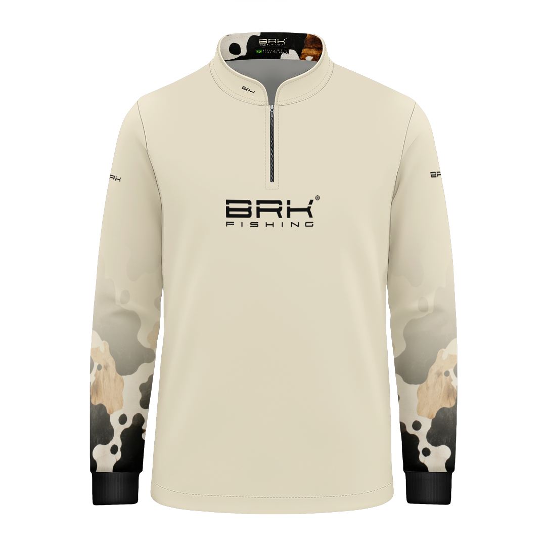 Camisa Fishing Infantil Brk Cow Print Areia com Proteção Solar UV50+