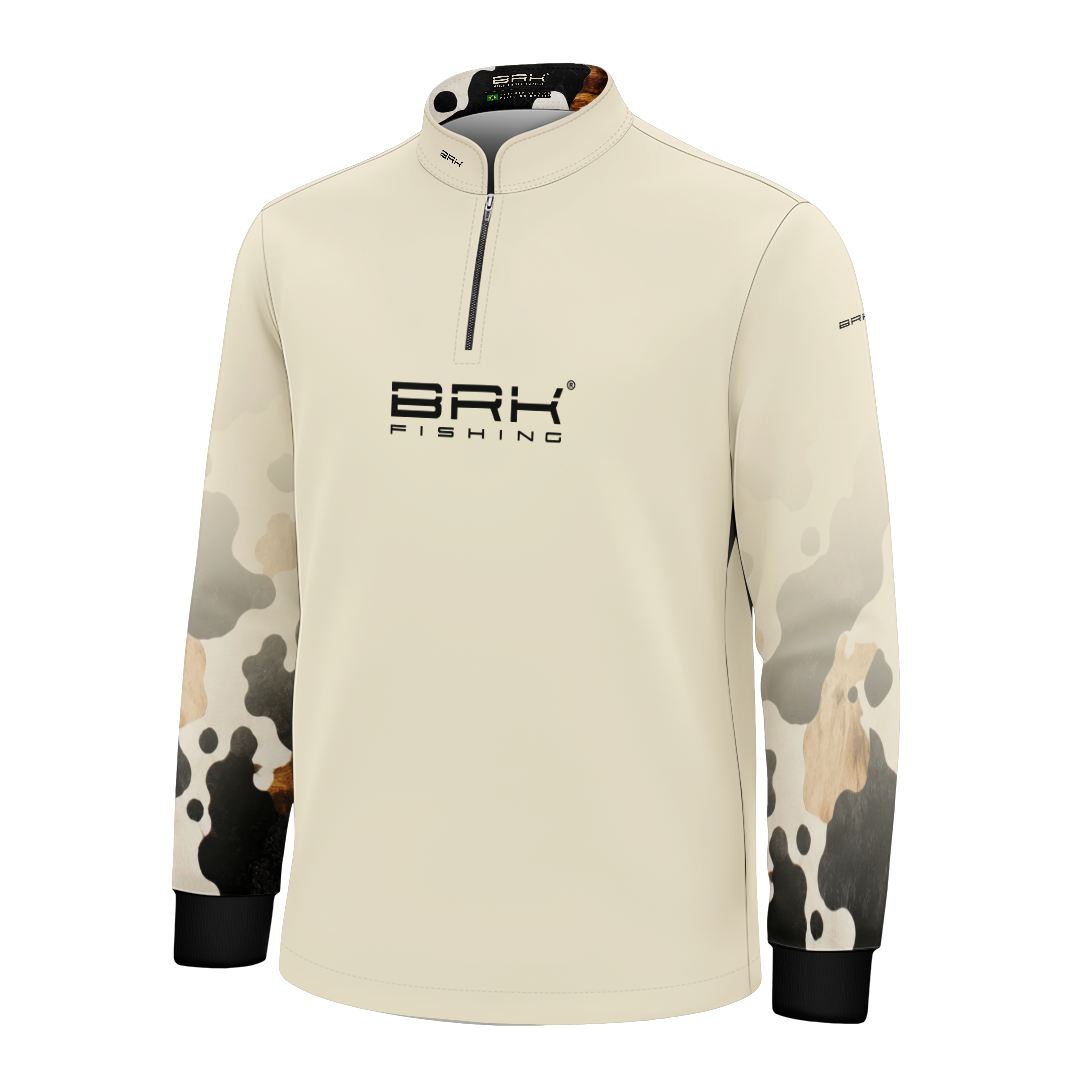 Camisa Fishing Infantil Brk Cow Print Areia com Proteção Solar UV50+