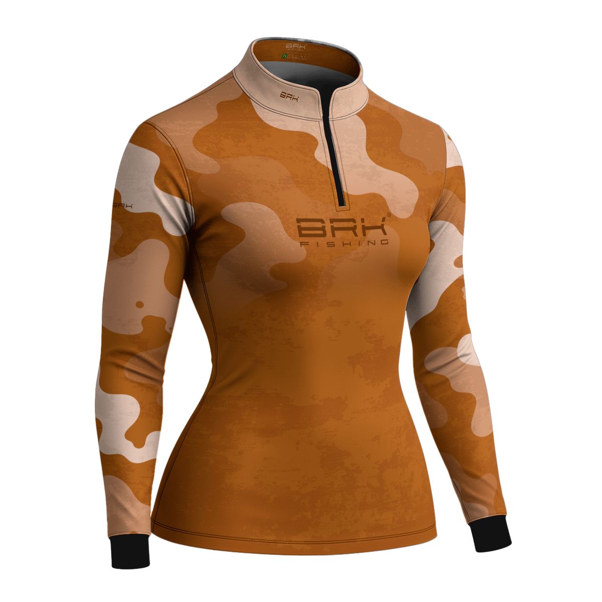 Camisa Fishing Feminina Brk Cow Print Terracota com Proteção Solar UV50+