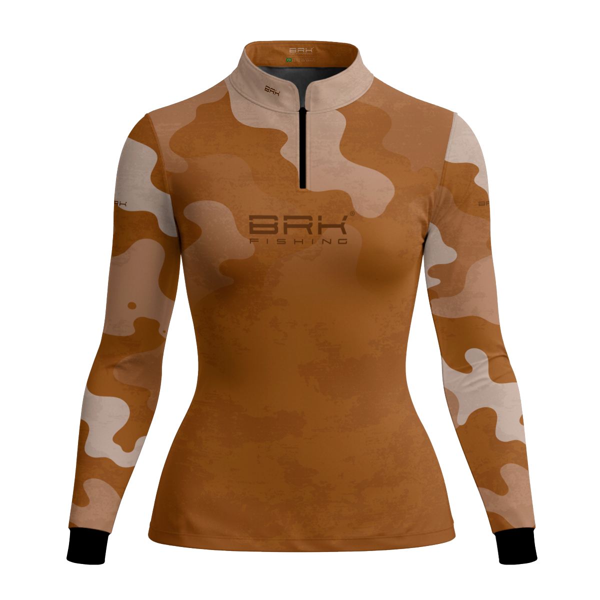 Camisa Fishing Feminina Brk Cow Print Terracota com Proteção Solar UV50+