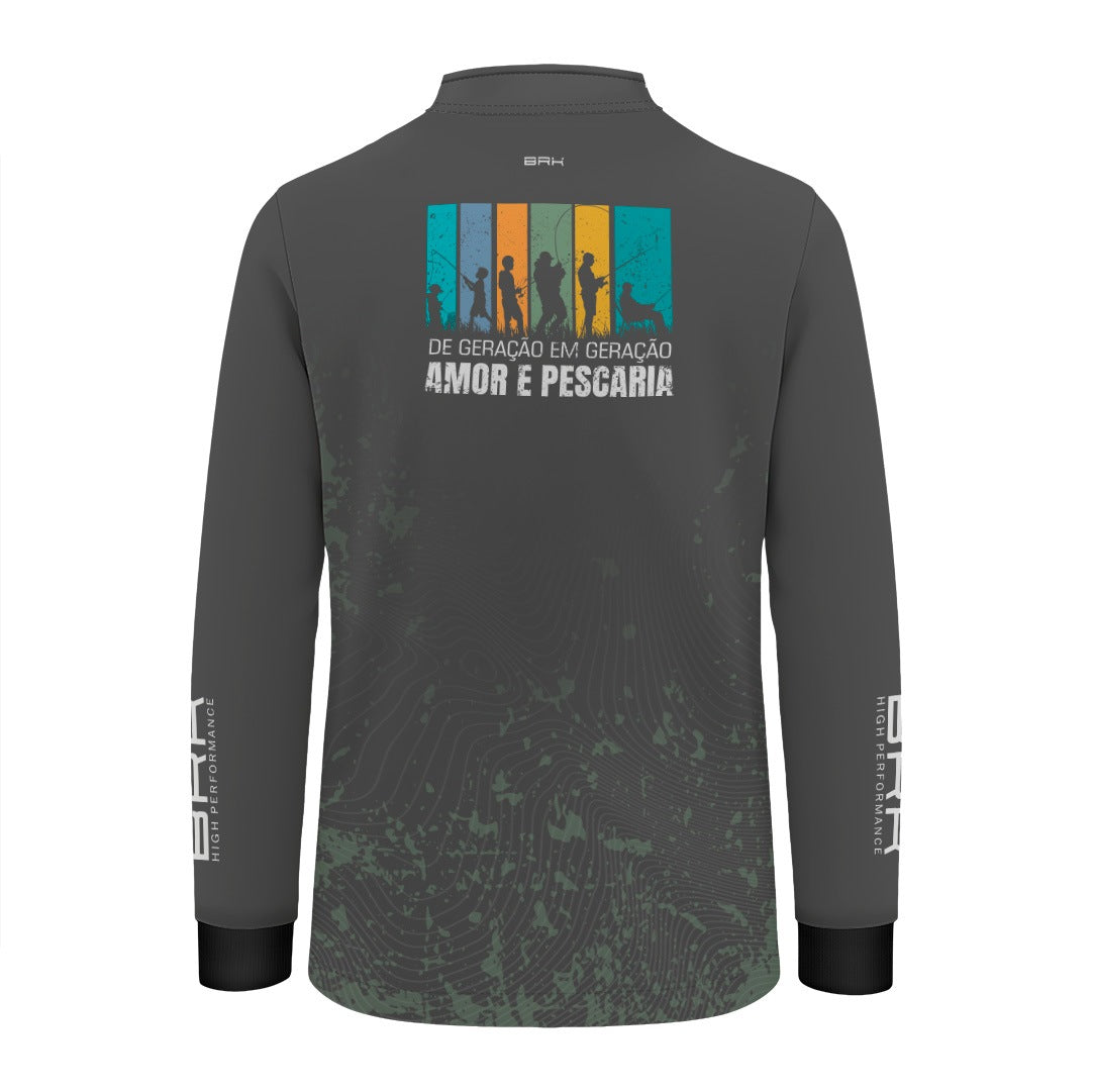 Camisa Brk Dia dos Pais Infantil De Geração em Geração Amor e Pescaria com UV50+