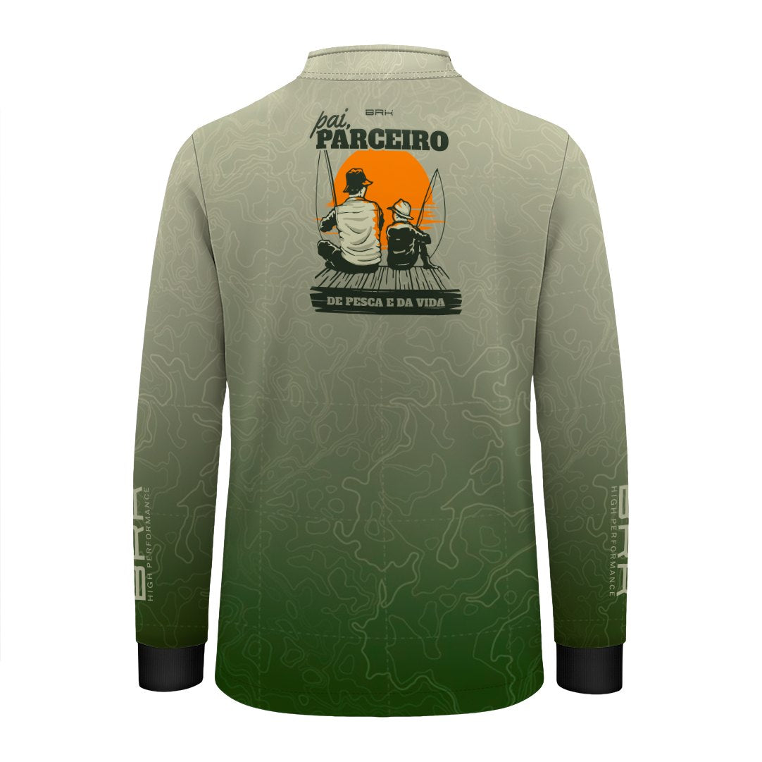 Camisa Brk Dia dos Pais Infantil Pai Parceiro de Pesca e da Vida com UV50+