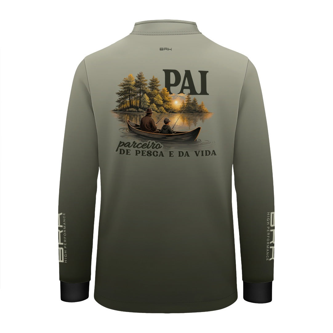 Camisa Brk Dia dos Pais Infantil Parceiro de Pesca e da Vida com UV50+