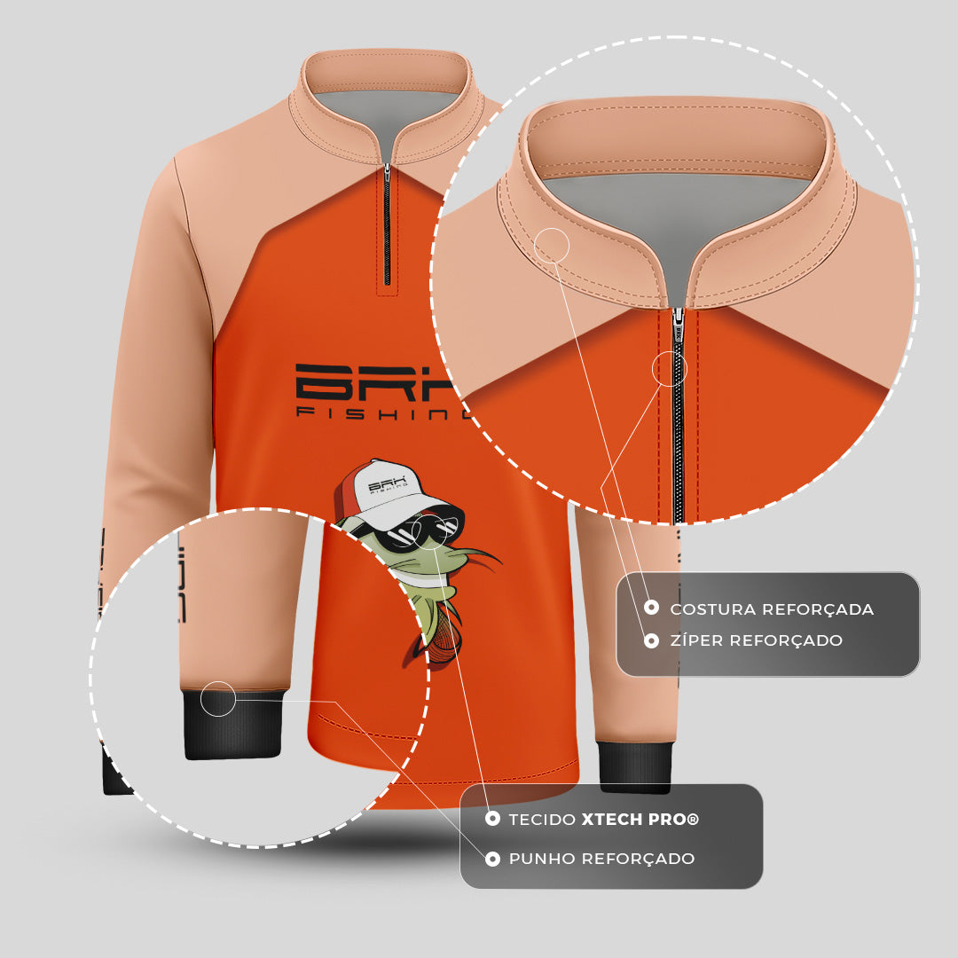 Camisa Infantil de Pesca Brk Fly Fishing Lure com UV50+