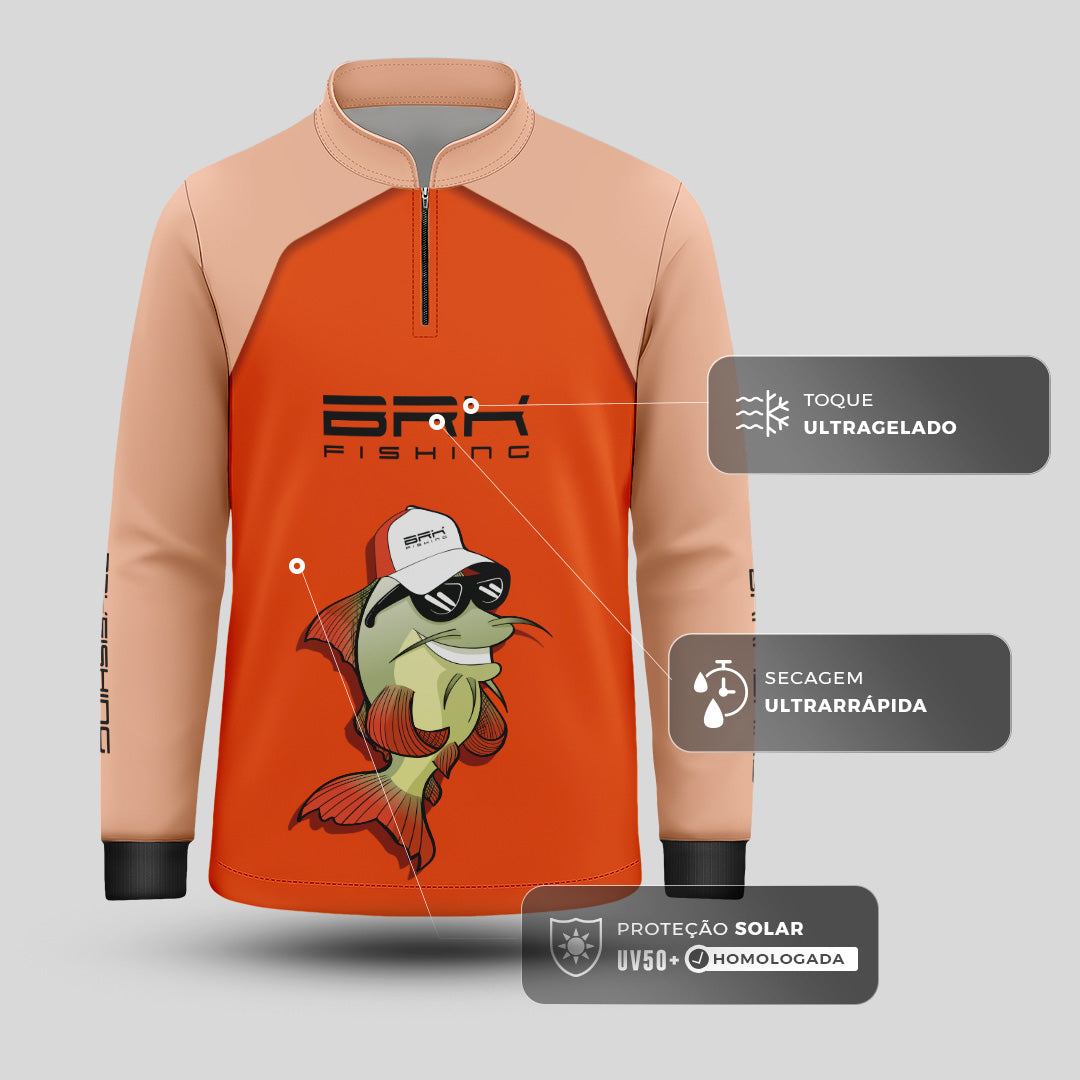 Camisa Infantil de Pesca Brk Fly Fishing Lure com UV50+