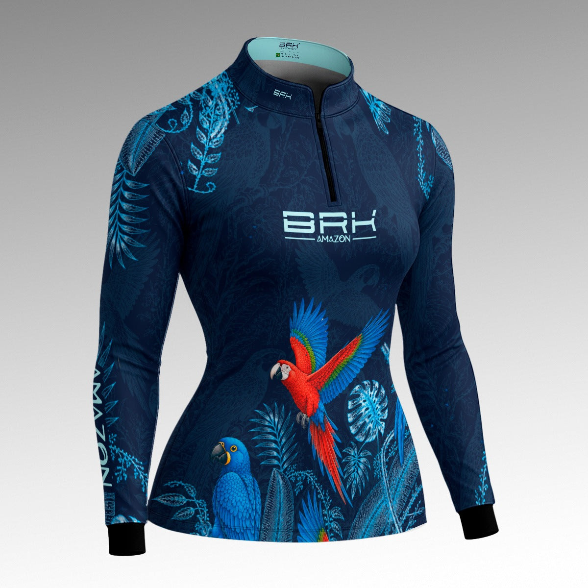 Camisa Feminina Amazon Araras Amazônicas Azul Marinho