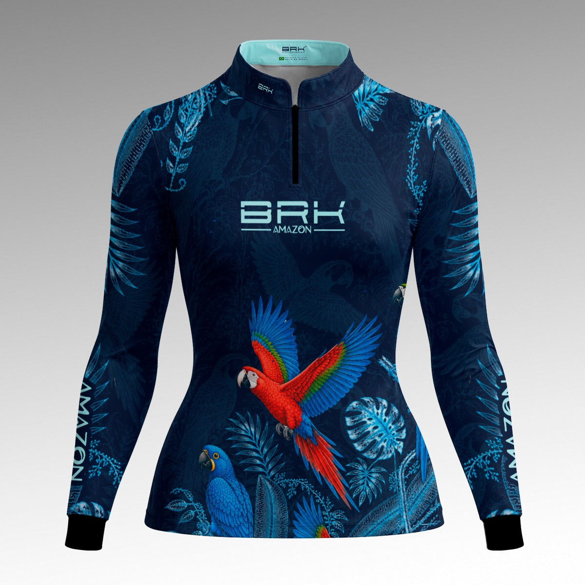 Camisa Feminina Amazon Araras Amazônicas Azul Marinho