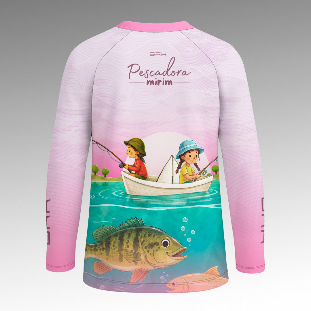Camisa Infantil Brk Pescadora Mirim Rosa com Proteção UV50+