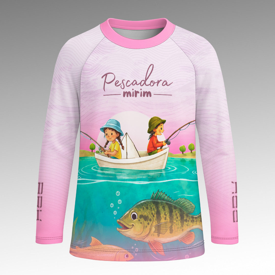 Camisa Infantil Brk Pescadora Mirim Rosa com Proteção UV50+