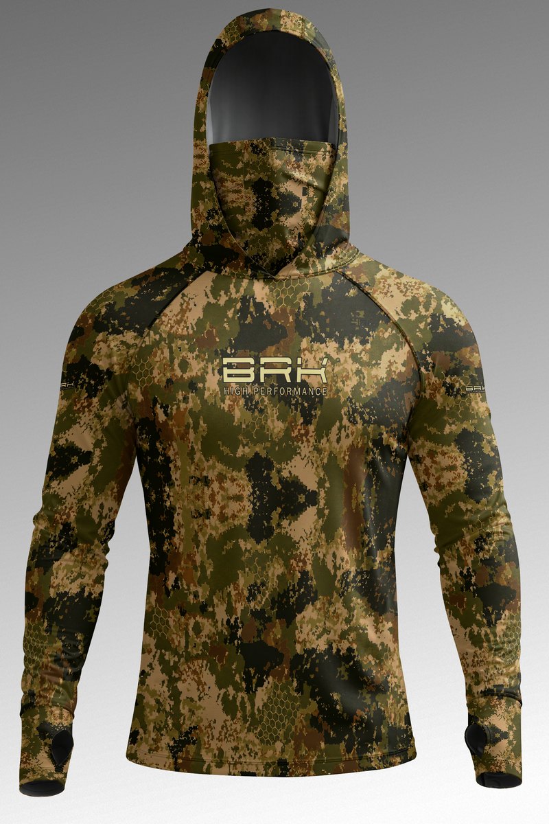 Camisa FusionX Brk Fishing  Camuflada Verde Militar com Proteção UV50