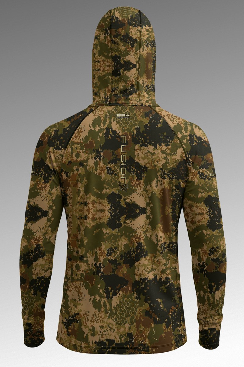 Camisa FusionX Brk Fishing  Camuflada Verde Militar com Proteção UV50