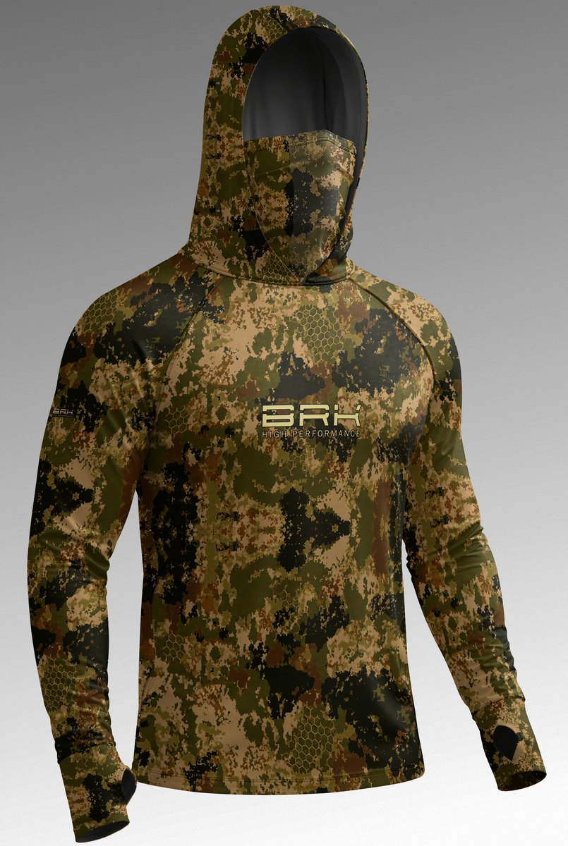 Camisa FusionX Brk Fishing  Camuflada Verde Militar com Proteção UV50