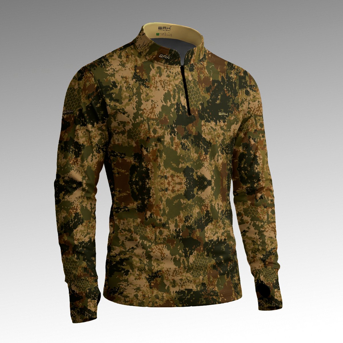 Camisa ArmorX Camuflada Verde Militar com Luva e Proteção UV50