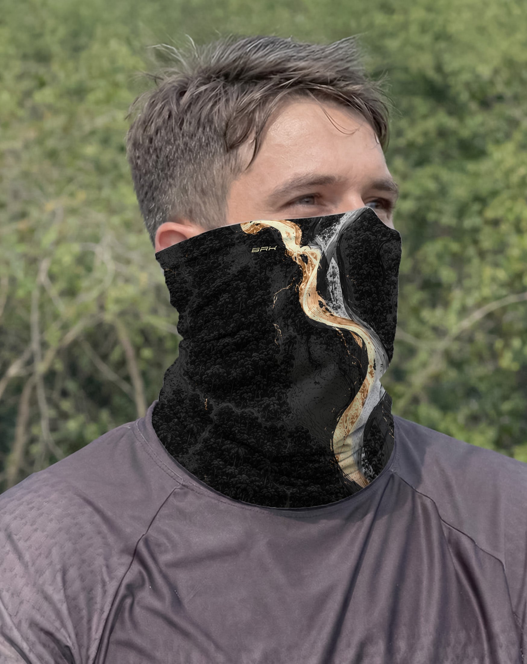 Bandana Amazon Encontro das Águas Preto e Dourado com UV50+