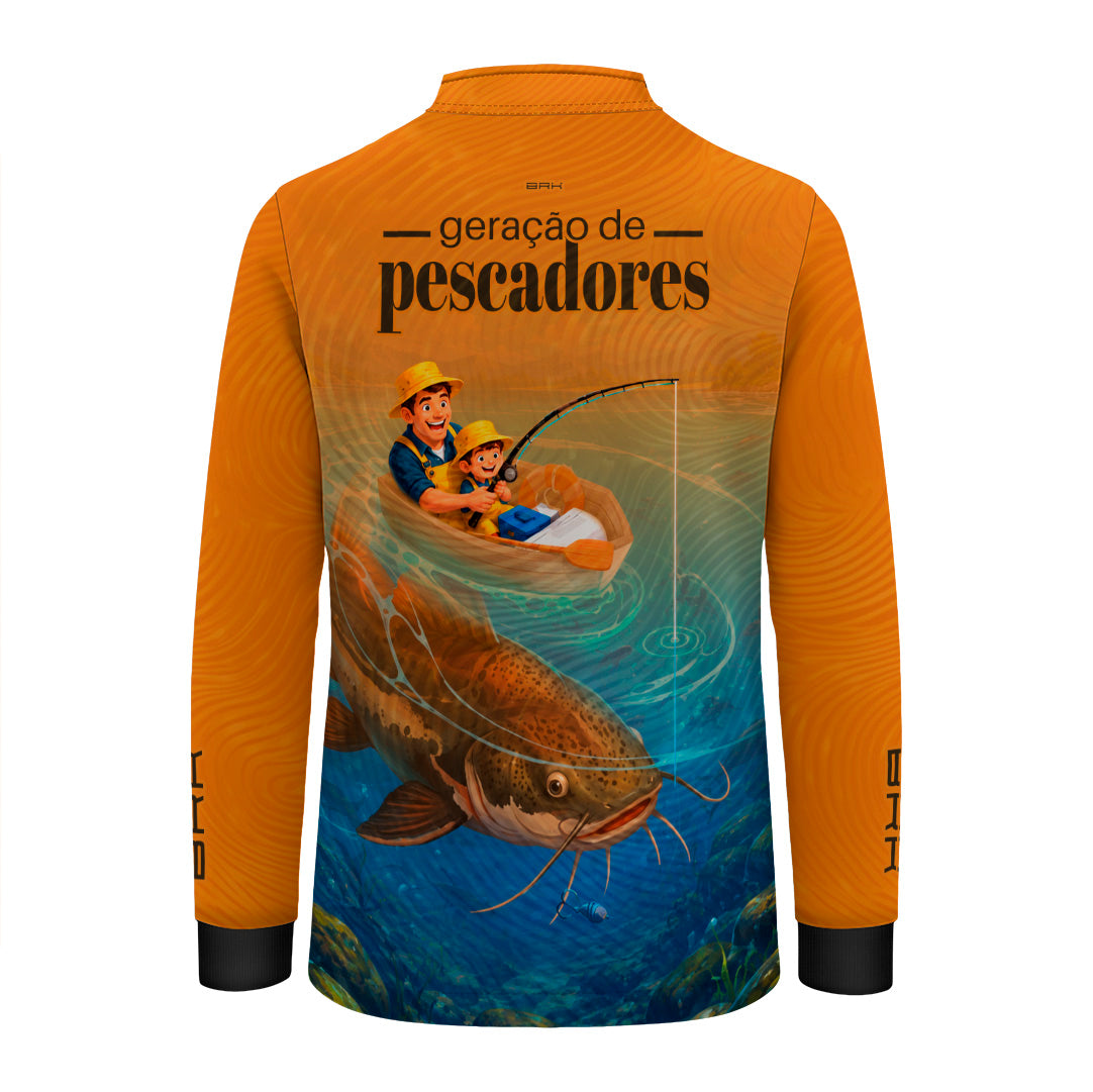 Camisa Infantil Brk Geração de Pescadores Laranja com Proteção UV50+