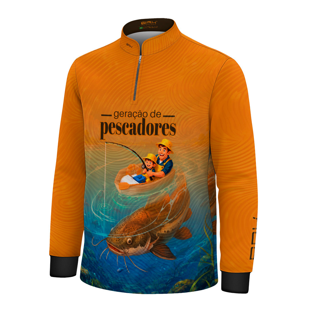 Camisa Infantil Brk Geração de Pescadores Laranja com Proteção UV50+