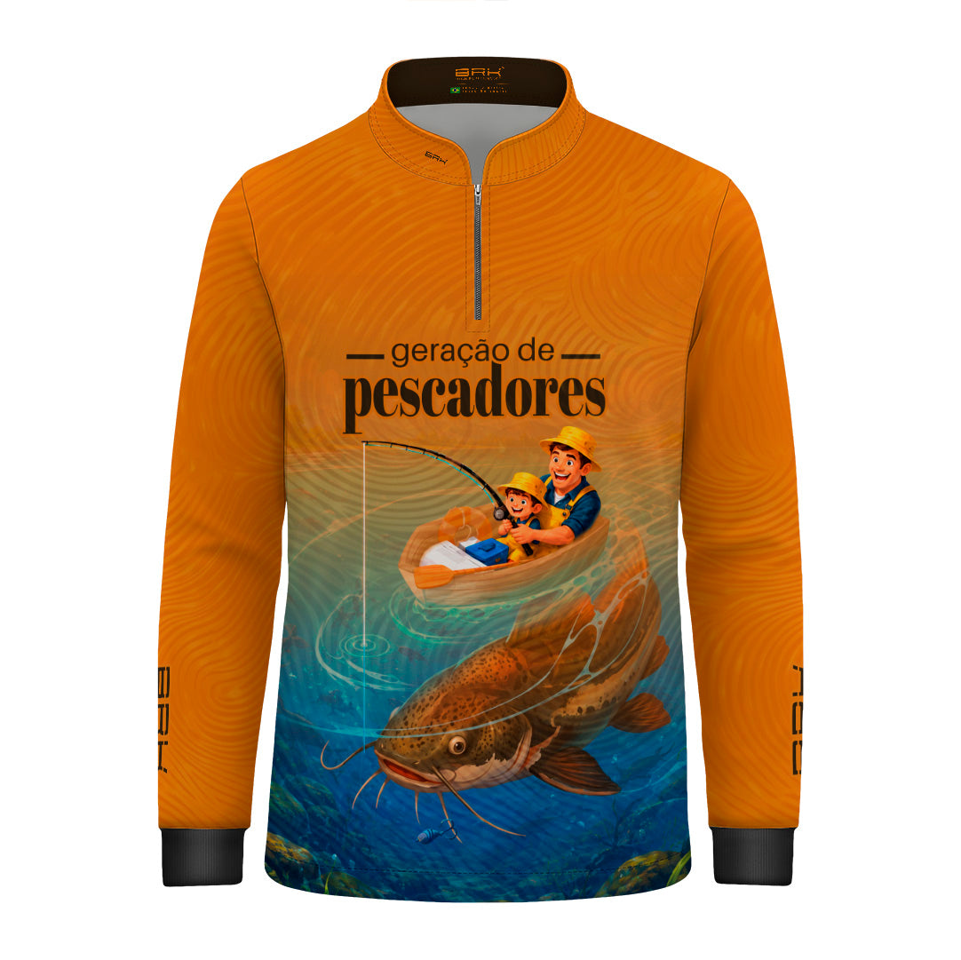 Camisa Infantil Brk Geração de Pescadores Laranja com Proteção UV50+