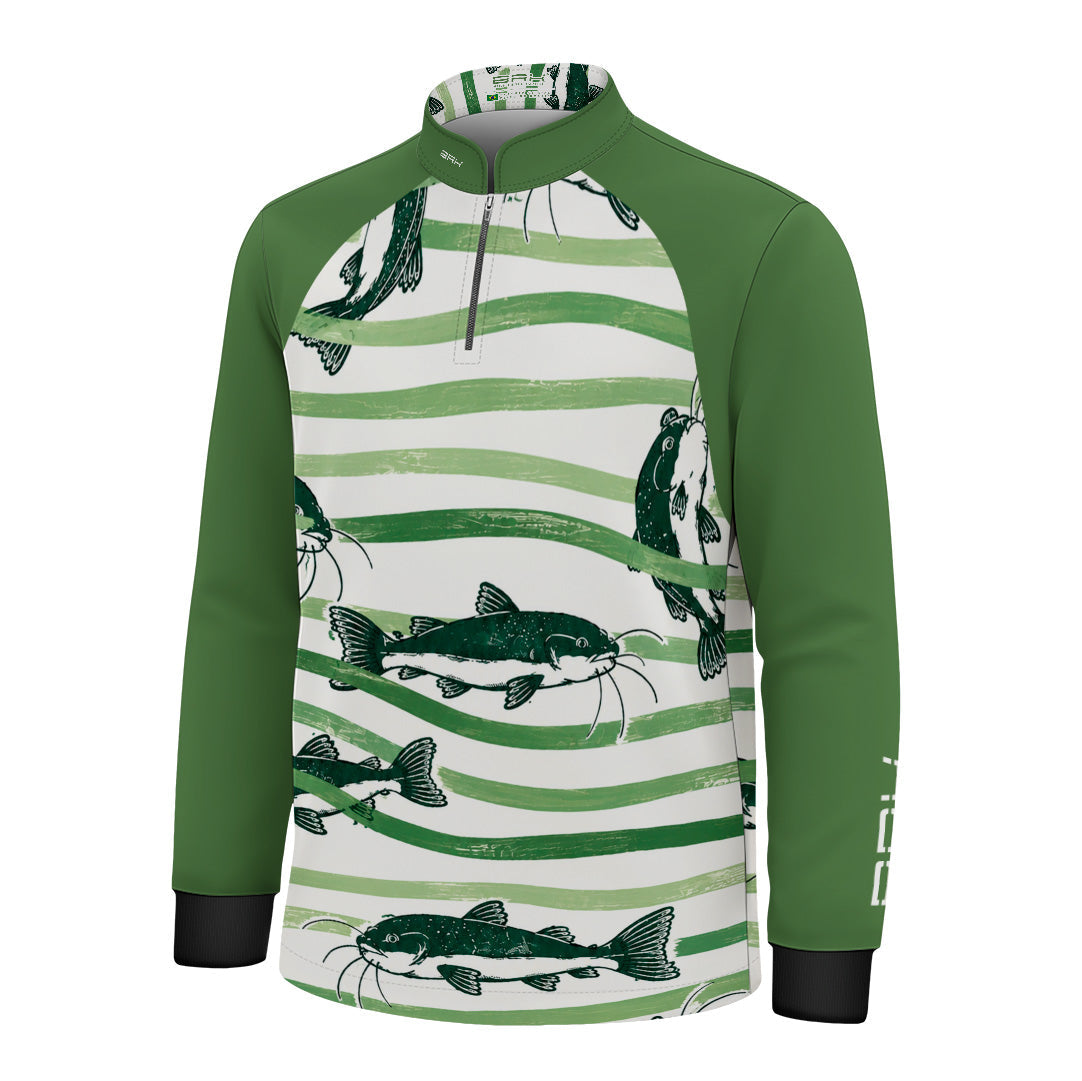 Camisa Infantil Brk Peixe Verde com Listras com Proteção UV50+