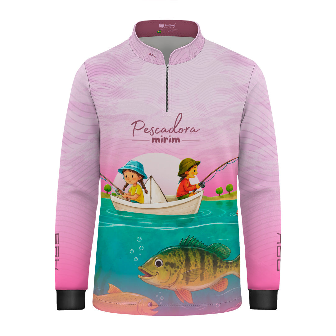 Camisa Infantil Brk Pescadora Mirim Rosa Claro com Proteção UV50+