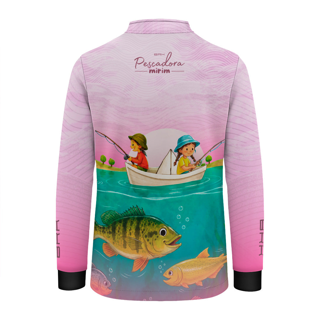 Camisa Infantil Brk Pescadora Mirim Rosa Claro com Proteção UV50+