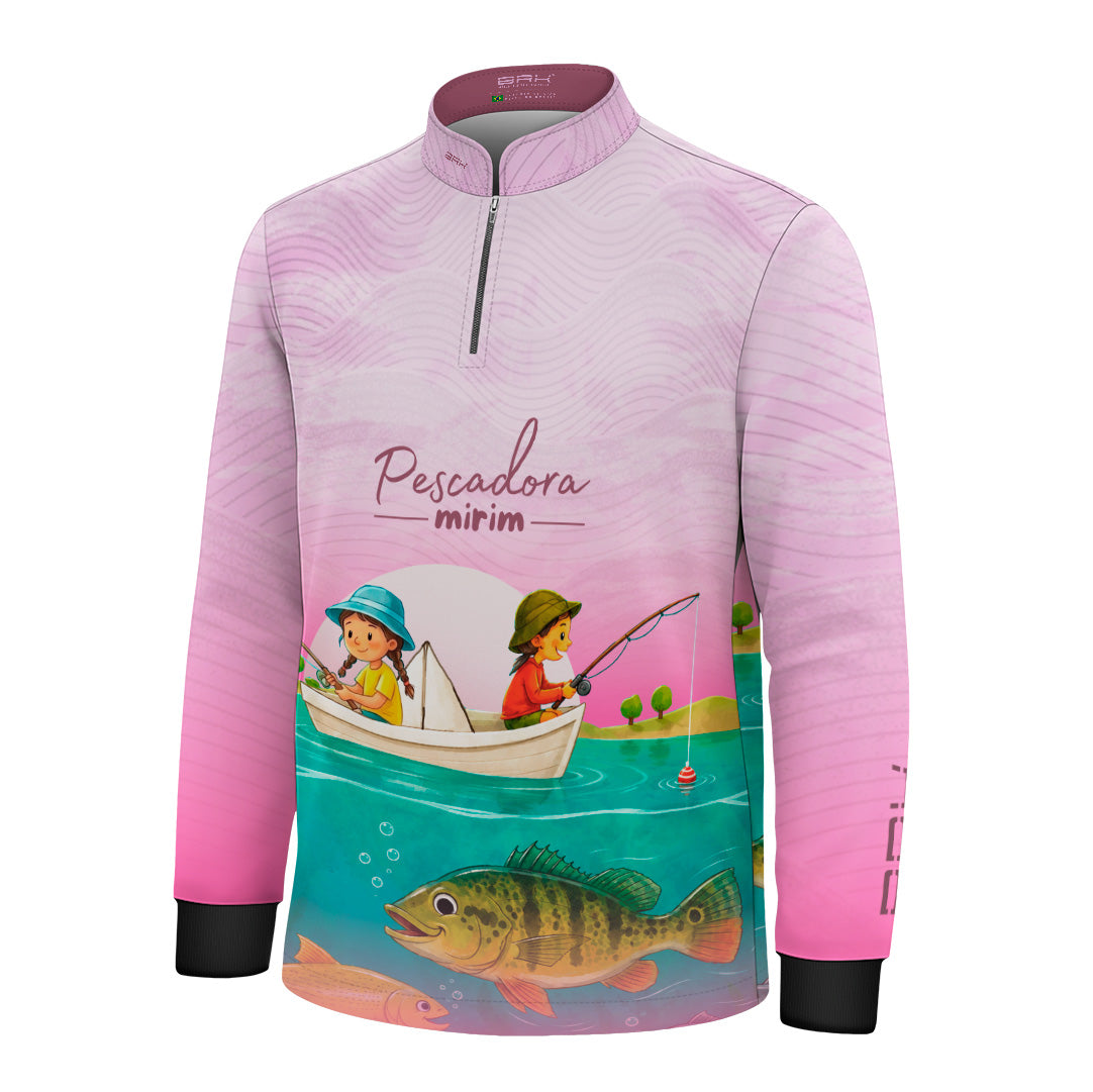 Camisa Infantil Brk Pescadora Mirim Rosa Claro com Proteção UV50+