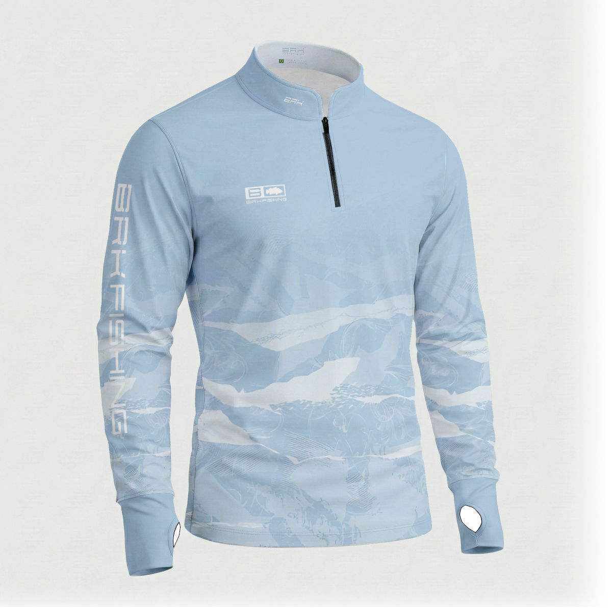 Camisa ArmorX Ondas Azul Claro com Luva Proteção UV50
