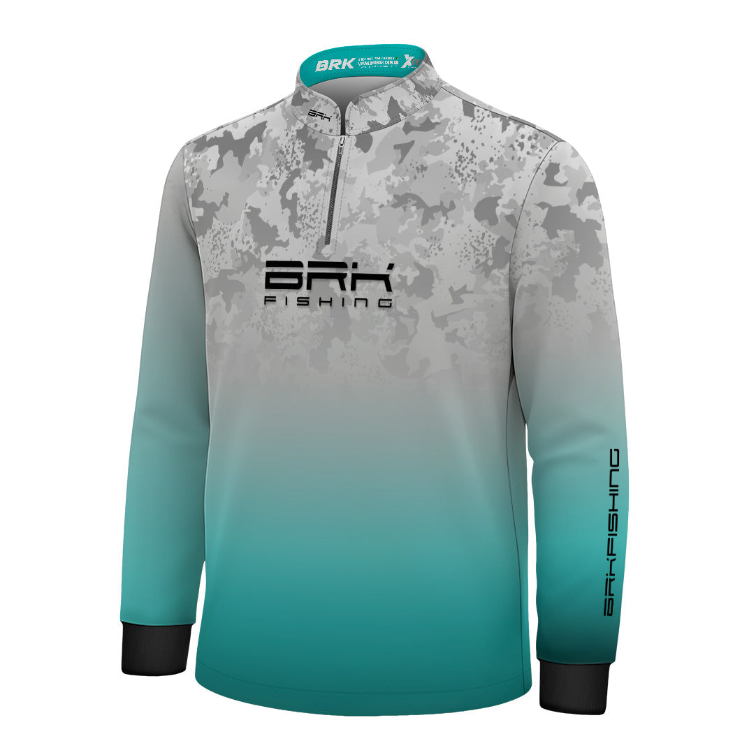 Camisa de Pesca Brk Infantil Azul e Branco com Proteção UV50+