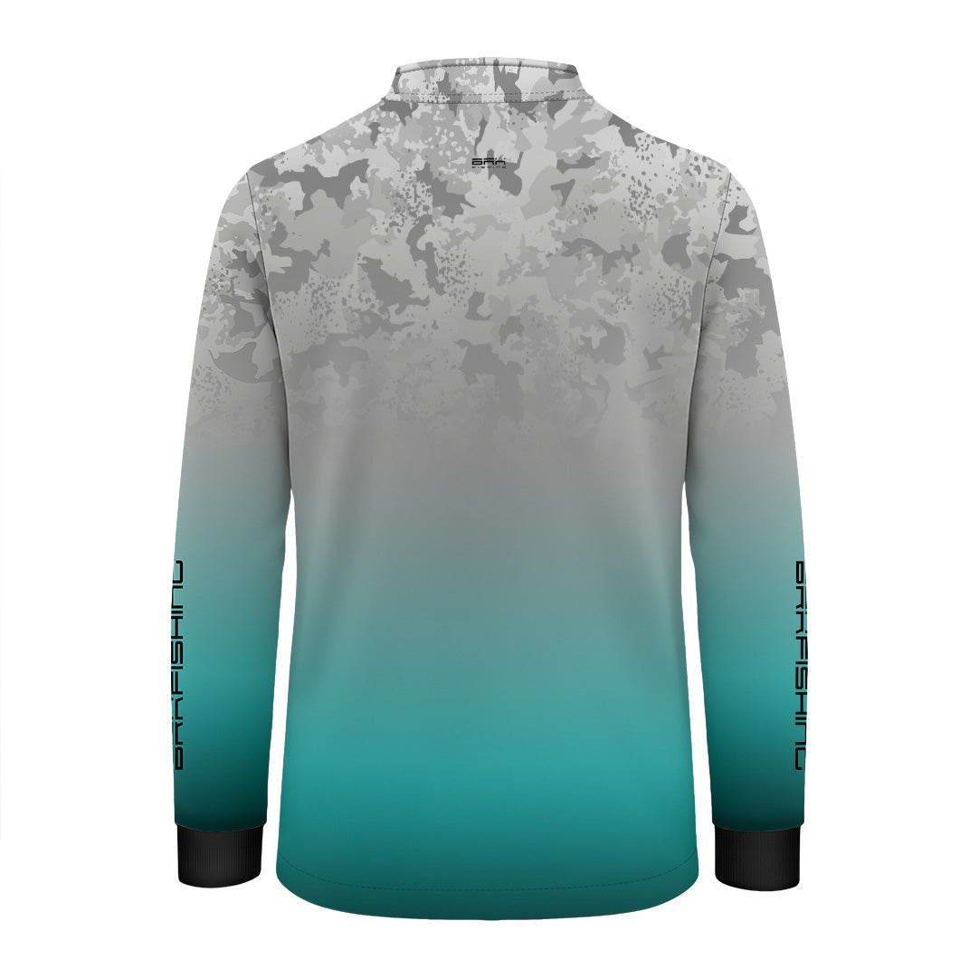Camisa de Pesca Brk Infantil Azul e Branco com Proteção UV50+