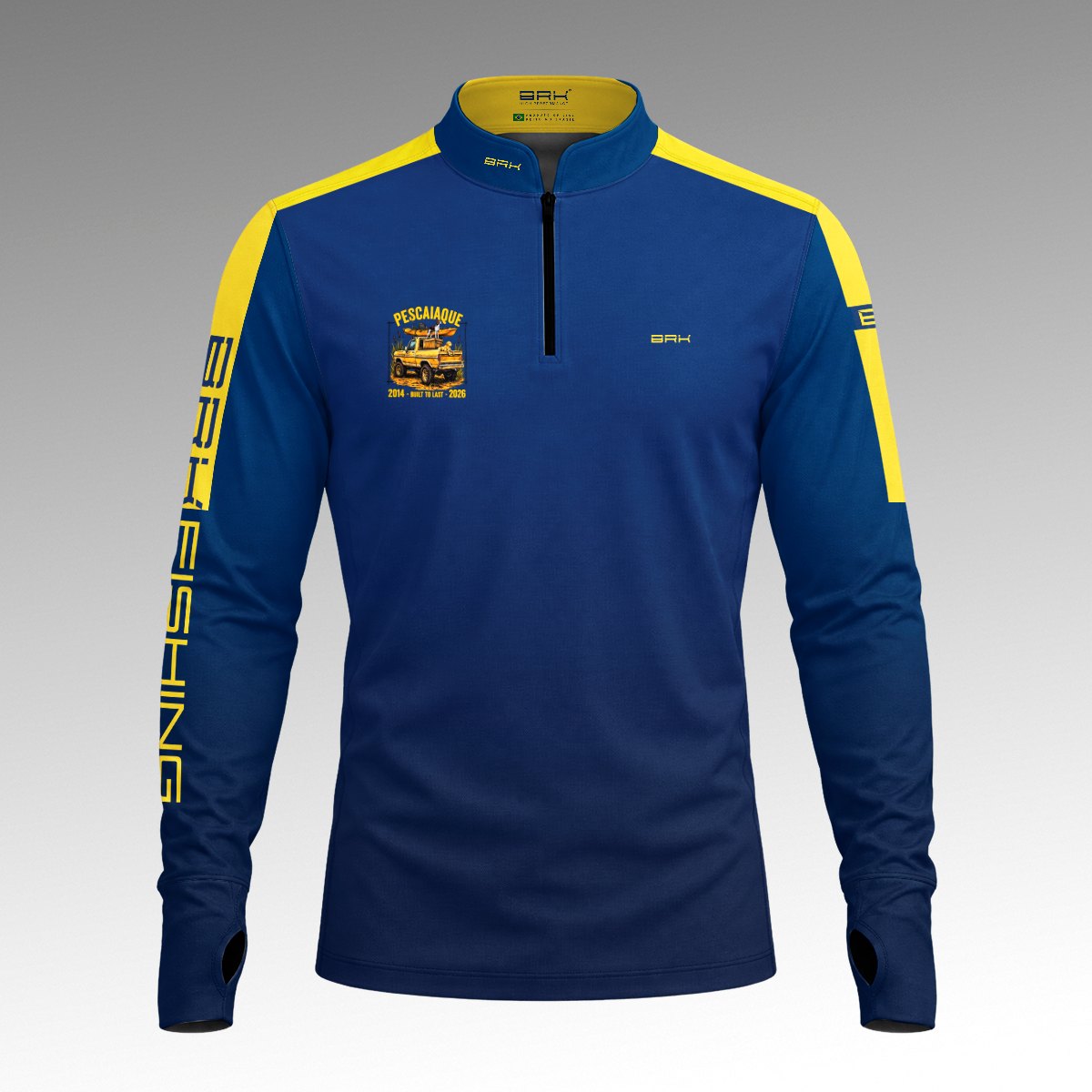 Camisa ArmorX Brk Pescaiaque Azul com Listra e Luva e Proteção UV50+