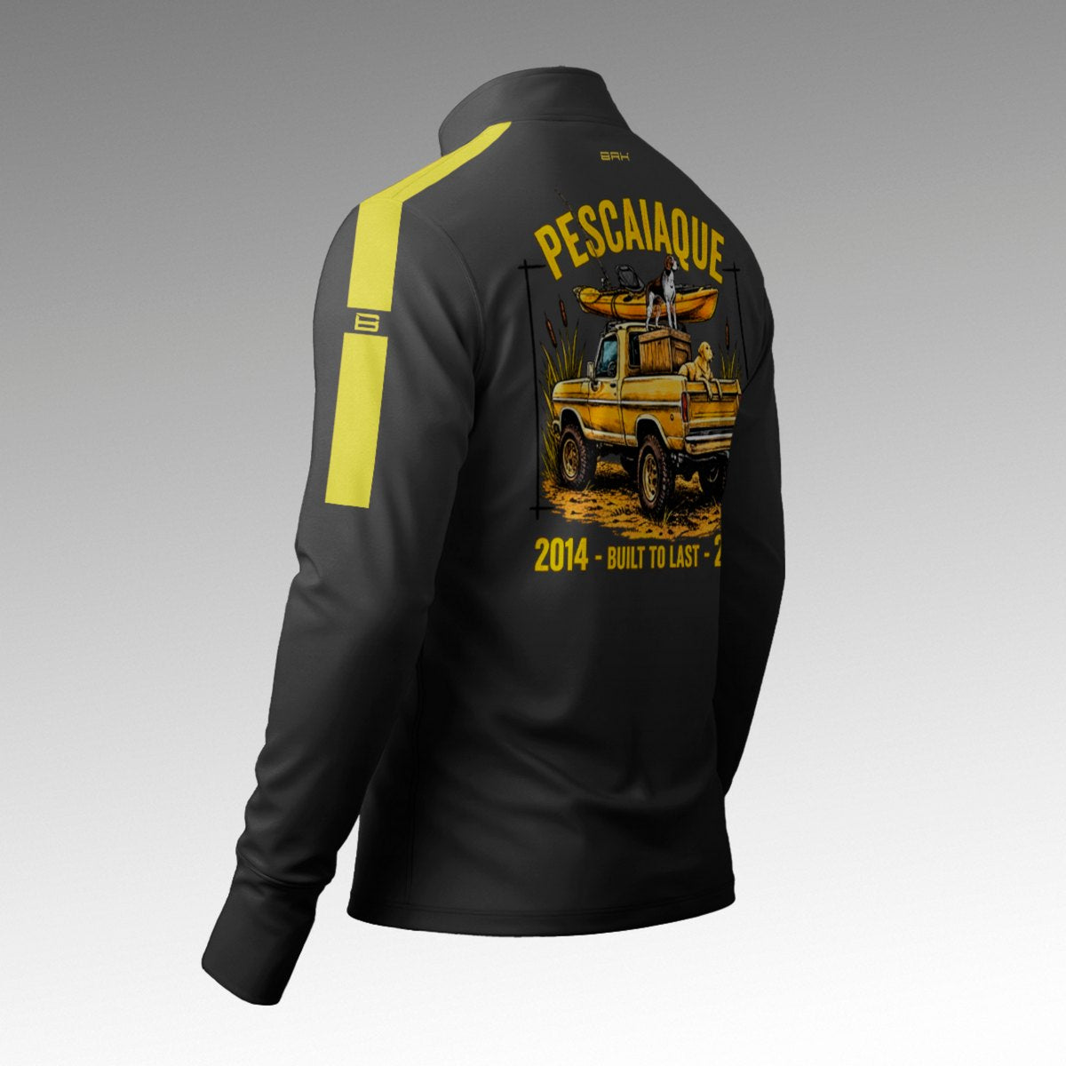Camisa ArmorX Brk Barkeiro Chumbo com Listra Amarela  e Luva  Proteção UV50+