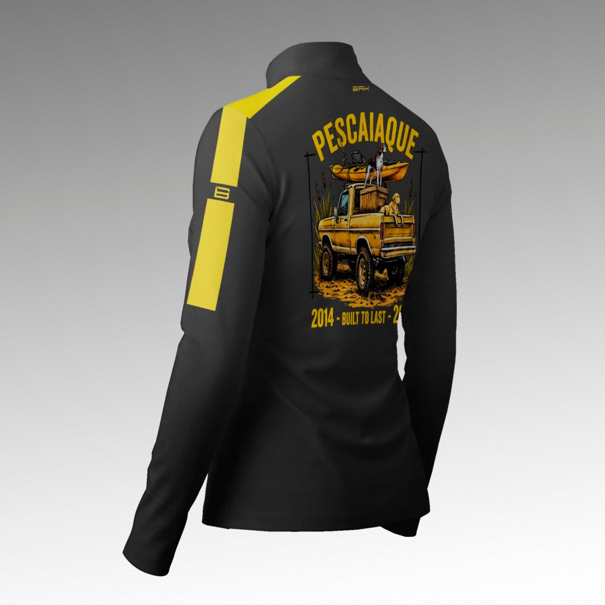 Camisa ArmorX Feminina Brk Barkeiro Chumbo com Listra Amarela  e Luva  Proteção UV50+