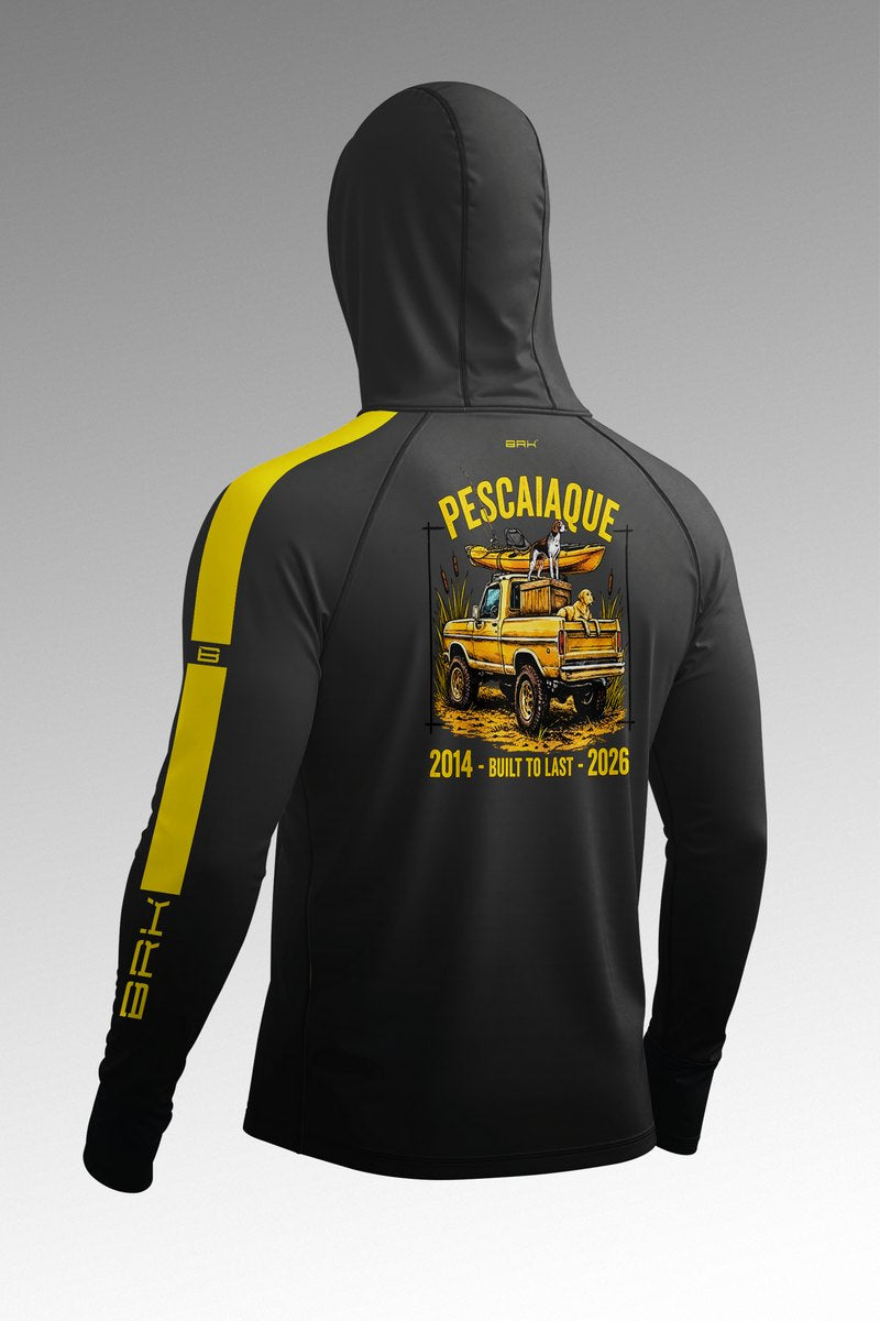Camisa FusionX Brk Barkeiro Chumbo e Detalhes em Amarelo com Proteção UV50+