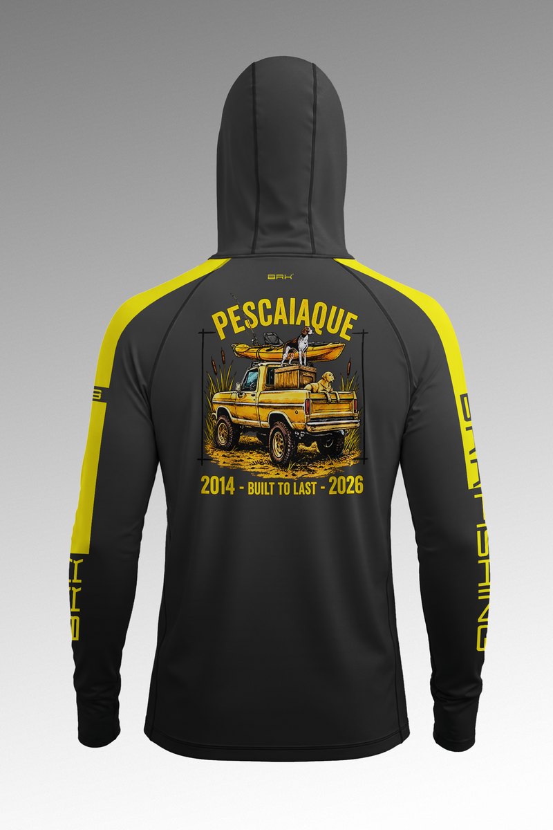 Camisa FusionX Brk Barkeiro Chumbo e Detalhes em Amarelo com Proteção UV50+