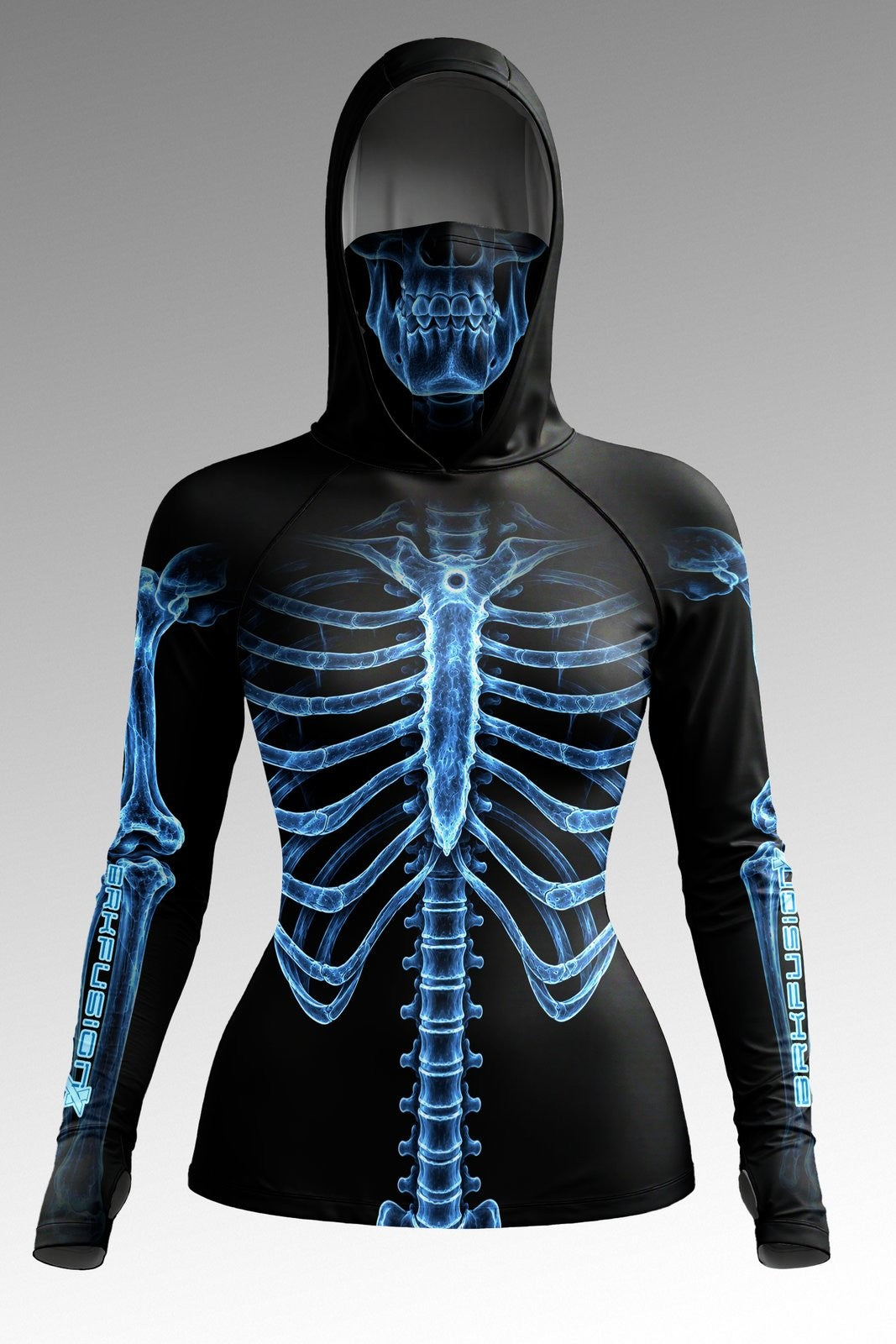 Camisa FusionX Feminina Fantasia de Esqueleto Raiox com Proteção UV50+