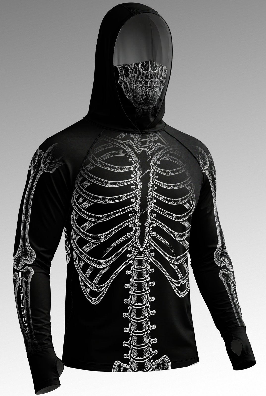 Camisa FusionX Fantasia de Esqueleto com Proteção UV50+