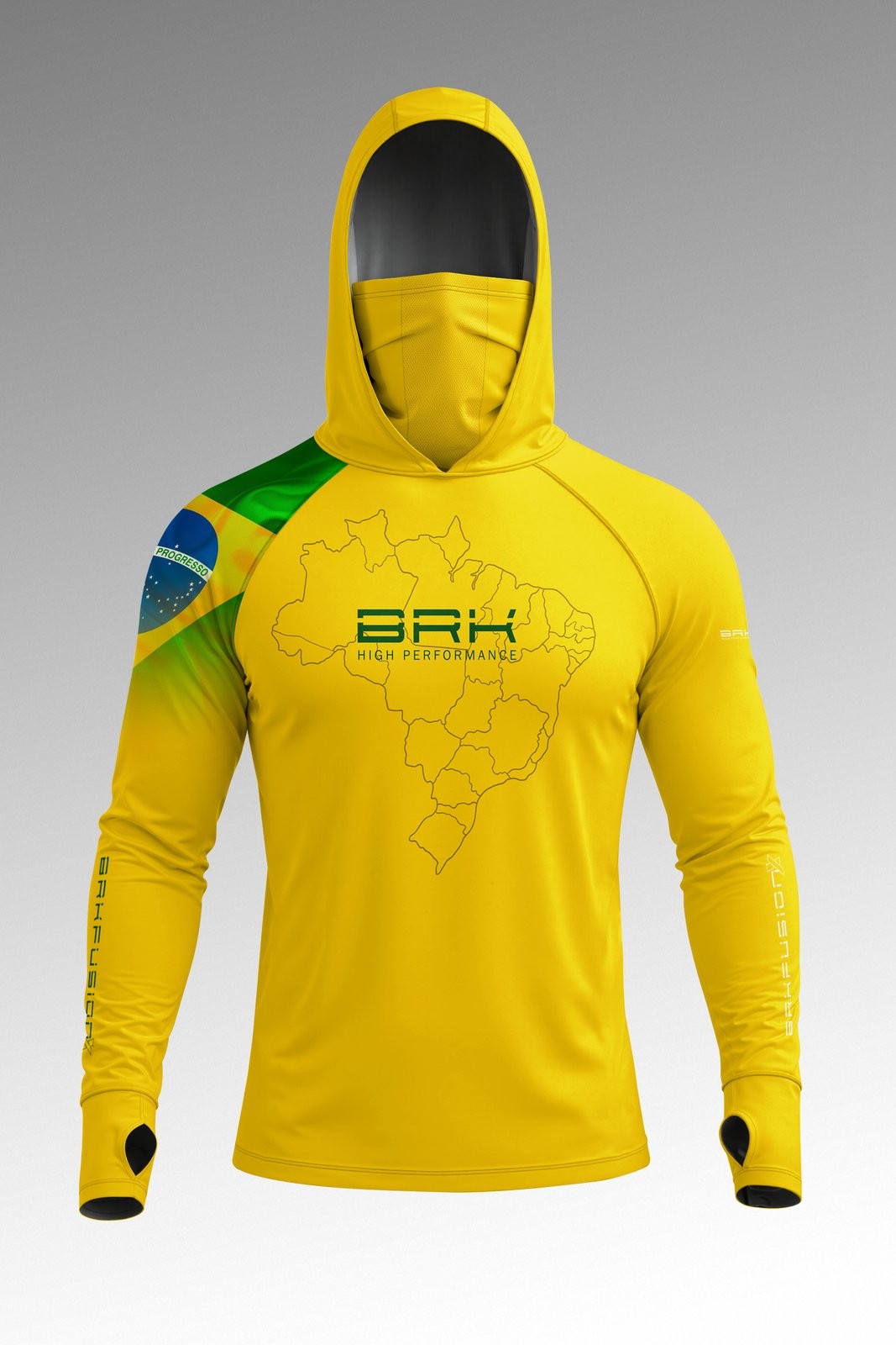 Camisa FusionX Brasil Amarelo com Proteção UV50+