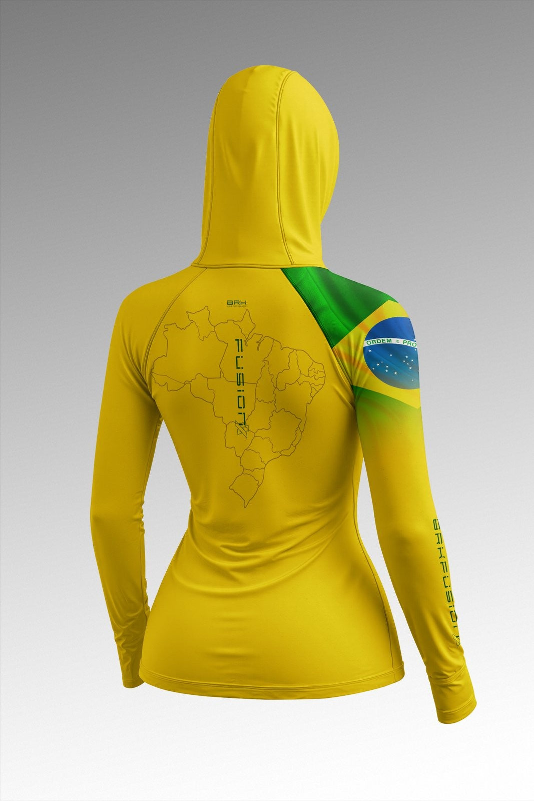 Camisa FusionX Feminina Brasil Amarelo com Proteção UV50+